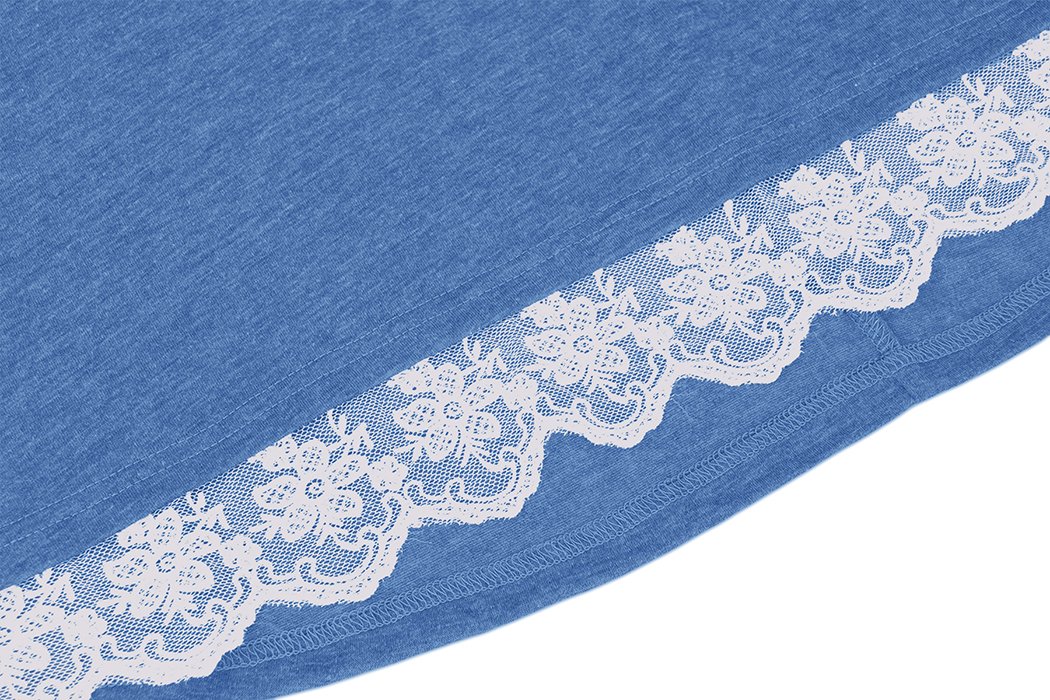 Rdfmy Women\'s Lace Short Sleeve Tops Casual Round Neck Top Blouses Blue XXL