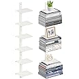 ART-GIFTREE Invisible Floating Bookshelf for Wall Mounted, 6 Tier Vertical Spine Book Tower, Heavy-Duty Metal Book Organizers for Home Office, 3 Pack White