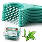 Floss Picks Mint Dental Floss Picks with Travel Handy Cases 60 Counts Flossers by FAMILIFE