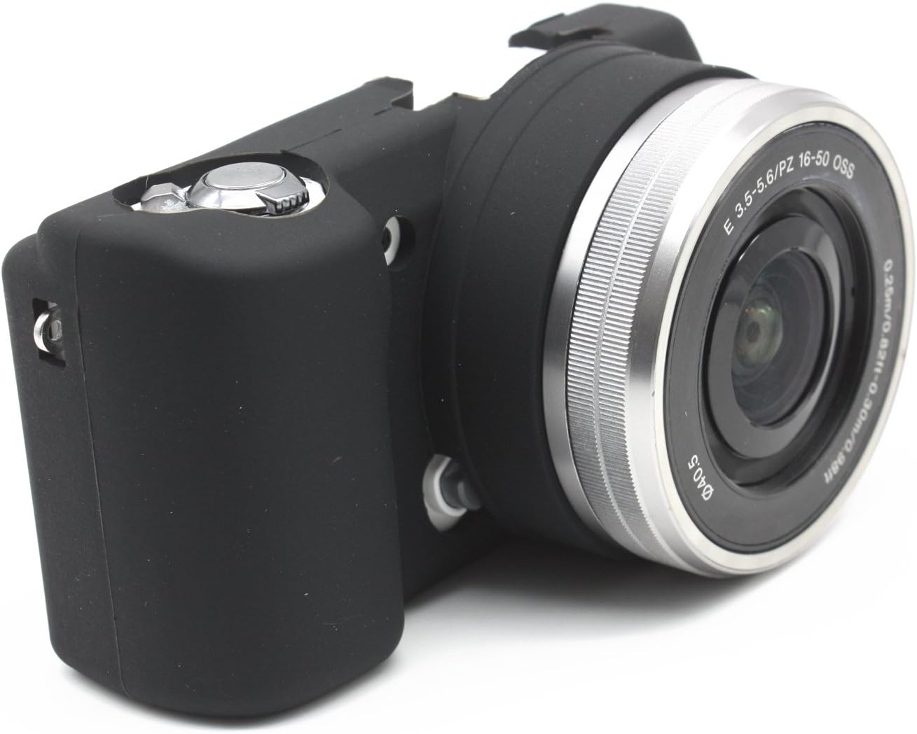 JUNIPA Flexible Camera Silicone Case Protective Cover Skin for Sony Alpha A5000 A5100 with 16-50mm Lens - Black