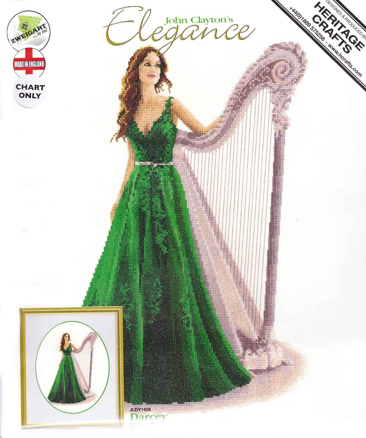 Heritage Kreuzstich Set „Darcey (A)“ – Komplettset Mit Aida-Stoff, DMC-Garn & Zählmuster (Fertig: 26,5x39 Cm)