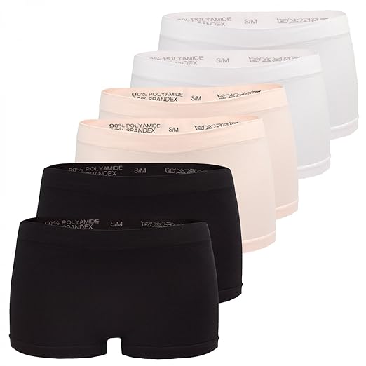 Fabio Farini Damen Panties 6er Pack Hipsters Boxershorts nahtlos, Seamless aus weichem Microfaser-Gewebe