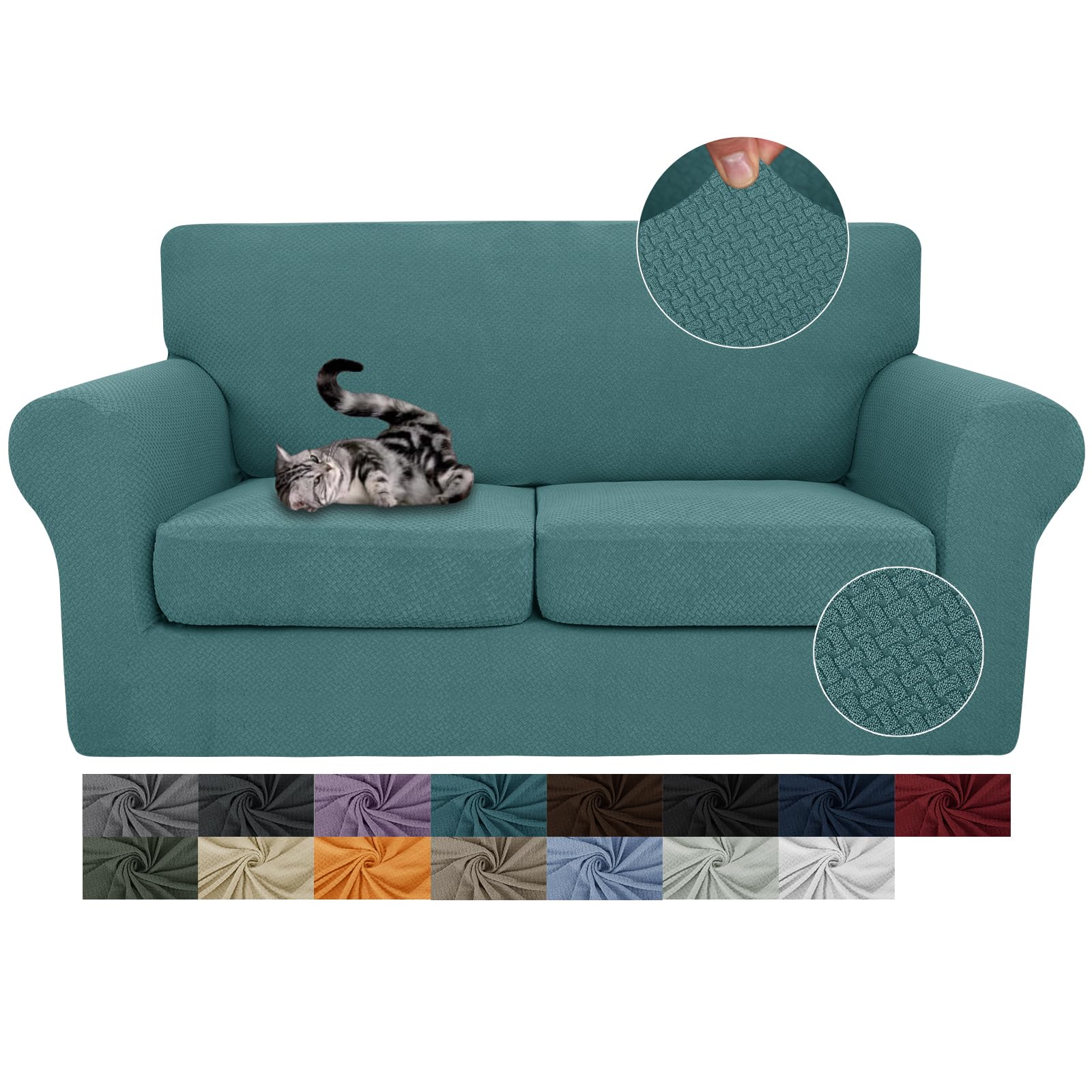 JIVINER Newest 3 Pieces Stretch Couch Covers for 2