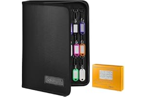 Sdstone Portable Zippered Key Case,Fireproof and Waterproof Key Organizer with 54 Key Hooks and Tags,Portable Manager & Landlord Zipper Key Binder for Real Estate Sales,Hotel Executives, Car Service