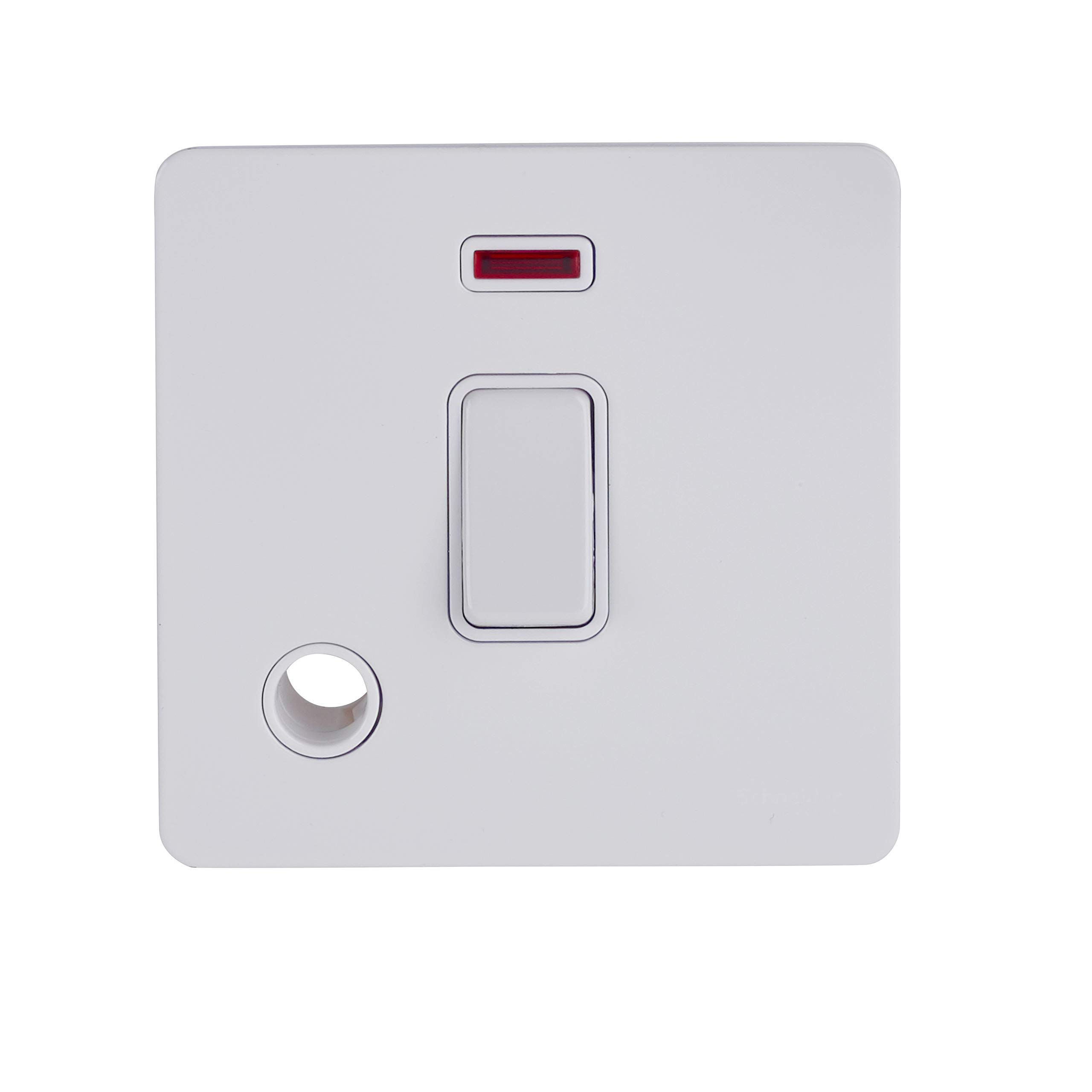 Schneider Electric Ultimate Screwless Flat Plate - Single Light Switch, Double Pole, 20AX, with Flex Outlet and Neon Indicator, GU2414WPW, Painted White with White Insert — image 1