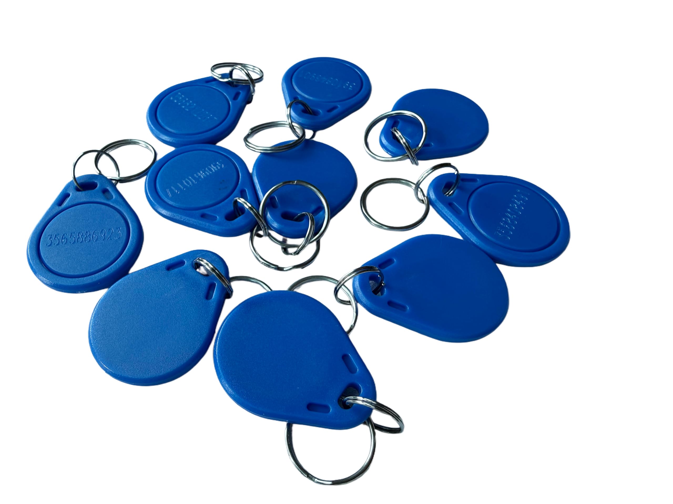 YARONGTECH M1 chip Tag 13.56MHZ ISO14443A RFID Key fob -10pcs (Blue-ID Printed)