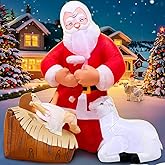 KOOY 5FT Christmas Inflatable Nativity Jesus Stable Christmas Angel Scene Decorations Santa Claus Blow Up Yard Decor Bright LED Lights for Garden Lawn Outdoor Indoor Holiday Xmas Gifts