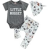 Twopumpkin Infant Baby Boy Farm Letter Bodysuit Romper and Long Pants Newborn Coming Home Outfit Cute Clothes Sets with Hat