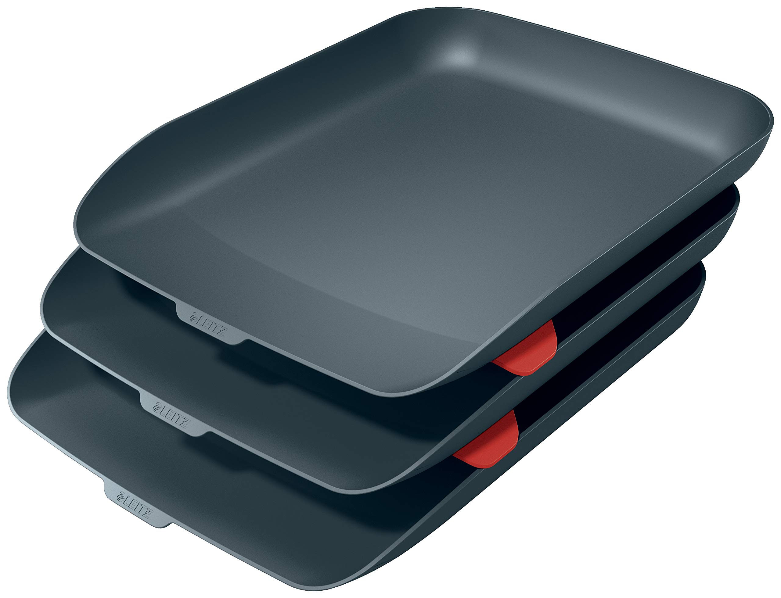 Leitz A4 Letter Tray, Set Of Three, Cosy Range, Velvet Grey, 53582089