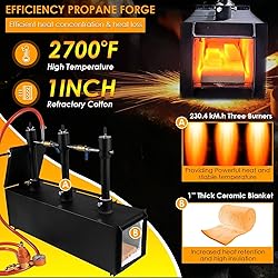 Portable Triple Burners Propane Forge, 3 Burners