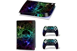 ROIPIN PS5 Digital Version Skin for Console and Controllers, Vinyl Sticker Play-Station 5 Skins, Wrap Decal Cover Protective Accessories for PS5 Digital Edition(Green Skull)