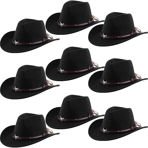 Amazon.com: Mumufy 4 Pcs Classic Western Cowboy Hat Men Felt  display picture 3