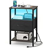 Yoobure Night Stand with Charging Station, LED