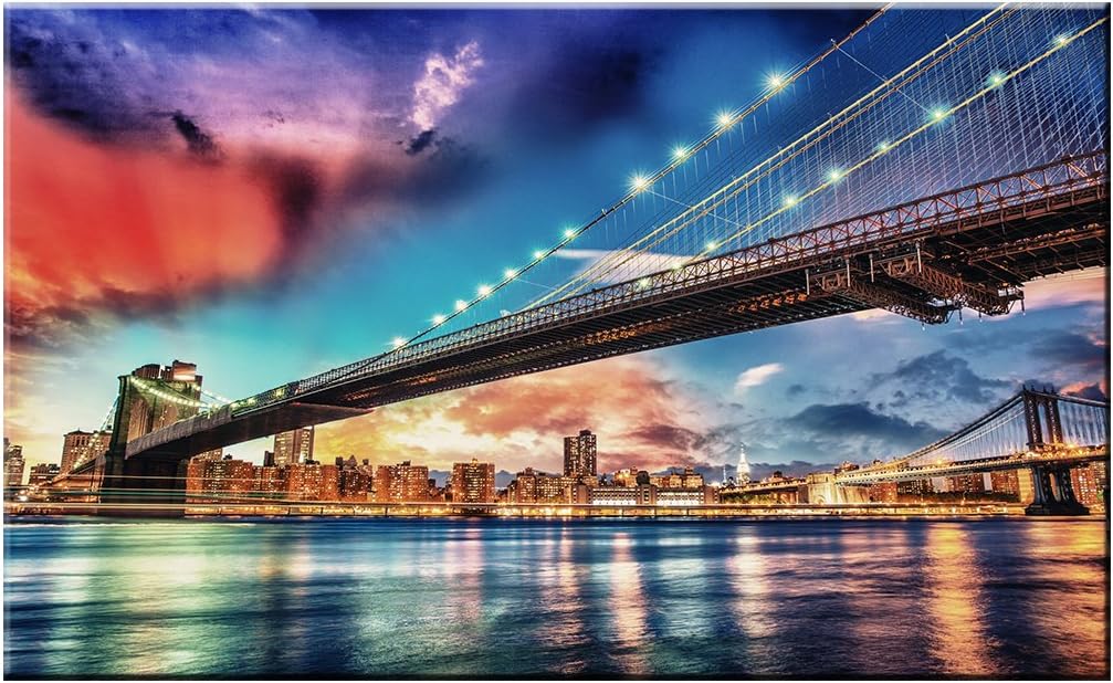 Mobicus 5D DIY Full Diamond Cross Stitch Painting,Living Room Decorative Wall Stickers Wallpaper，Brooklyn Bridge（30X45CM/12X18inch）