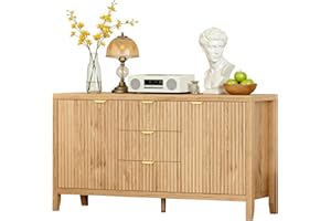 Sideboard Cabinet Buffet with 3 Drawers 2 Storage Cabinets,46.5" Kitchen Buffet with Adjustable Shelves,Coffee Bar Cabinet, S
