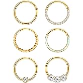 Jstyle 16G 18G Surgical Steel Septum Nose Rings for Women Hypoallergenic Nose Hoop Ring Septum Rings Hinged Cartilage Earring Conch Lip Helix Daith Rook Tragus Piercing Jewelry 8mm 10mm