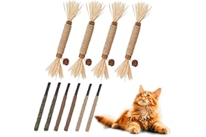 NSWXZDS Cat Toys 10-Pack Cat Treat Catnip Toys Silvervine Chew Stick, Kitten Teeth Cleaning Matatabi Mint Snack Dental Molar Food Wood Exercise for Indoor Kitty Rabbit Bunny Hamster Chinchilla