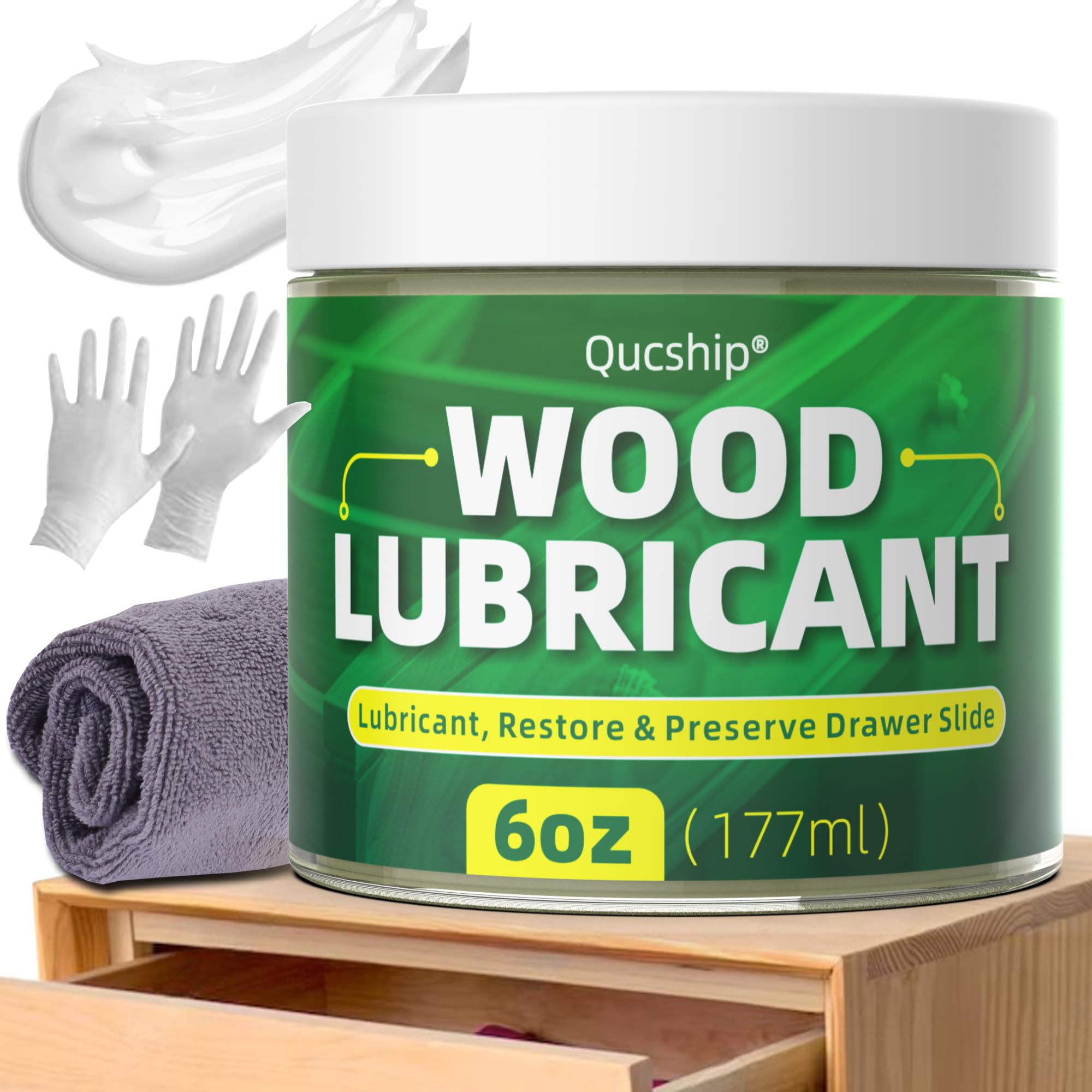 Photo 1 of 6oz Wood Lubricant & Wood Wax - Sliding Drawer & Door Hinge Lubricant, Drawer Wax - Restore & Maintain Wooden Slide, Paste Wax for Wood, Loosen Drawer Slide - by Qucship