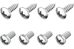 PRIME AVE Stainless Steel License Plate Screws for License Plates, Frames, Covers - Durable & Rust Proof Licence Plate Screw Set for Front/Rear - Compatible with Audi (Pack of 8)