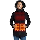 ORORO Women's Long Heated Fleece Jacket with USB-C Rechargeable Battery, Heated Hooded Fleece Jacket