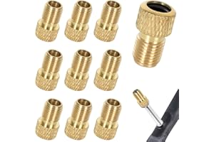 10-Pack Brass Presta to Schrader Valve Adapters - Bike Pump Converter for Bikes, e-Bikes, e-Scooters & Universal Tire Adaptor