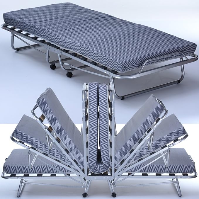 PROHEIM Gästebett Comfort mit Matratze Lattenrost und Rollen klappbar