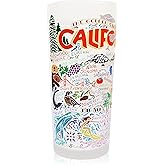 Catstudio Drinking Glass, California Frosted Glass Cup for Kitchen, Drinking Glasses, 15oz Dishwasher Safe Tumbler for California Lovers
