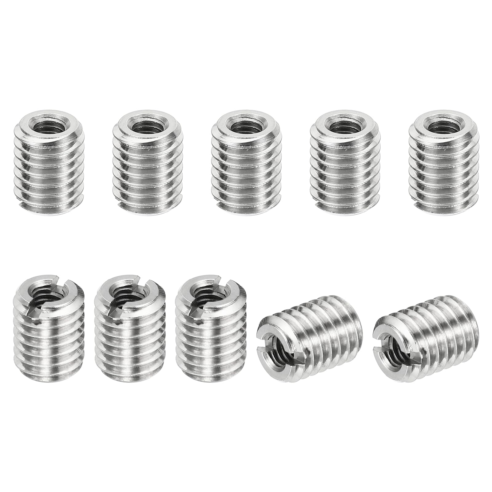 PATIKIL Thread Adapters Sleeve Reducing Nut, 10 Pcs M8*1.25 Male to M4*0.7 Female Repairing Insert Nut Screw Reducer Conversion Stainless Steel Fastener 10mm