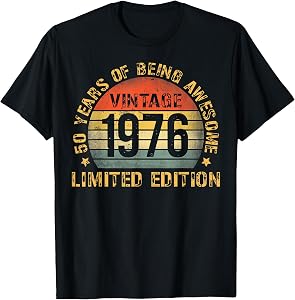 Vintage 50 Birthday Decorations Men 50yr 1976 50th Birthday T-Shirt