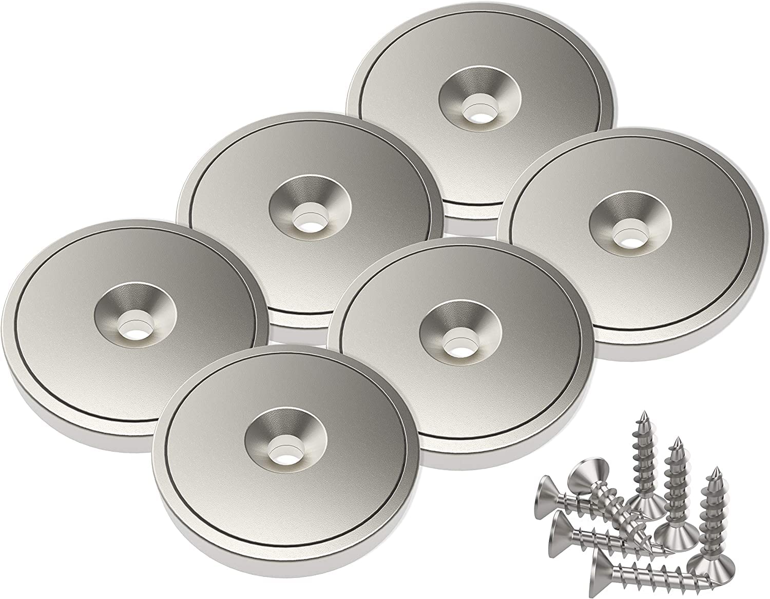 Magnetpro 6 Pieces Disc Magnet 28 x 5 mm 55 LB Force with Steel Capsule and Screws