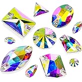 DONGZHOU AB Sew On Rhinestone，Flatback Sew On Crystals with Holes Mix Shape Glass Rhinestones Crystal Gems Clothing Accessories for Costume, Clothes, Shoes, DIY Crafts