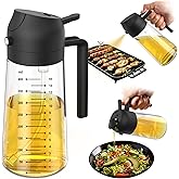 TrendPlain 16oz/470ml Glass Olive Oil Sprayer for Cooking – 2 in 1 Olive Oil Dispenser Bottle for Kitchen Gadgets and Air Fry