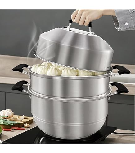 調理器具 GEMKOCH MULTI WOK & STEAMER 32cm Multifunctional Non-Stick Wok with Steamer Basket 32cm - Aluminum