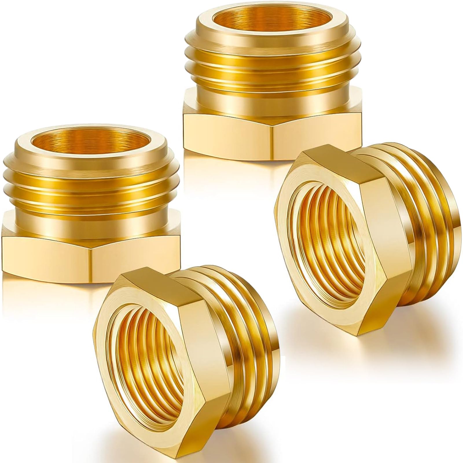 Photo 1 of Moxweyeni G1/2 Female to GHT 3/4 Male Hose Adapter Brass Threaded Pipe Fitting Connector Hose Coupler Water Adapter Garden Swivel(2 Pcs)
