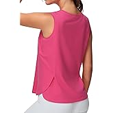 Dragon Fit Lightweight Workout Tank Tops for Women Sleeveless Yoga Shirts Side Split Loose Fit Athletic Tops with Curved Hem