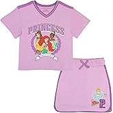 Disney Princess, Lilo and Stitch, Minnie Mouse, Moana and Frozen Girls 2-Piece Sets - Short Sleeve T-Shirt and Skort for Kids