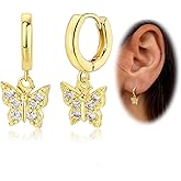 DAILI Heart Earrings Cute Valentines Earrings for Women, Butterfly Dangle Cubic Zirconia Huggie Hoop Earring Valentines Outfits Accessories Gifts Small Hoop Earring for Valentine’s day Jewelry Gifts