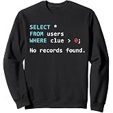 SQL Query Funny SQL Database Admin Programmer Sweatshirt