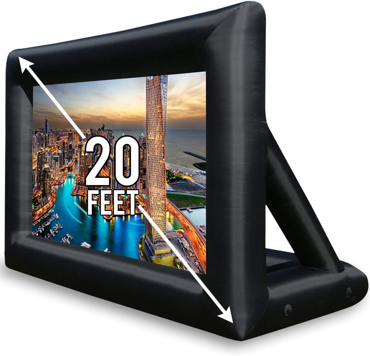 KHOMO GEAR Jumbo 20 Feet Inflatable Outdoor and Indoor Theater Projector Screen - Includes Inflation Fan, Tie-Downs and Storage Bag - Supports Front and Rear Projection, Black (GER-1161): Electronics