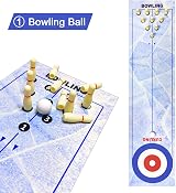 RAYNA GAMES 3 in 1 Tabletop Shuffleboard Bowling Curling Set 120x30cm view 4