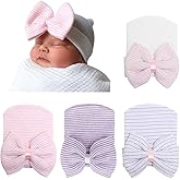 Newborn Baby Girl Hats with Bow No Scratch Cotton Toddler Infant Hat Beanie Caps Soft Newborn Hospital Hat 0-3 Months