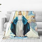 Xgidkew Virgin Mary Throw Blanket Mother of God Blanket Religious Gifts Women Man Christian Faith Prayer Catholic Scripture Decor Blanket Warm Soft Plush Fleece Flannel Blanket Adults Kids 50''X40''