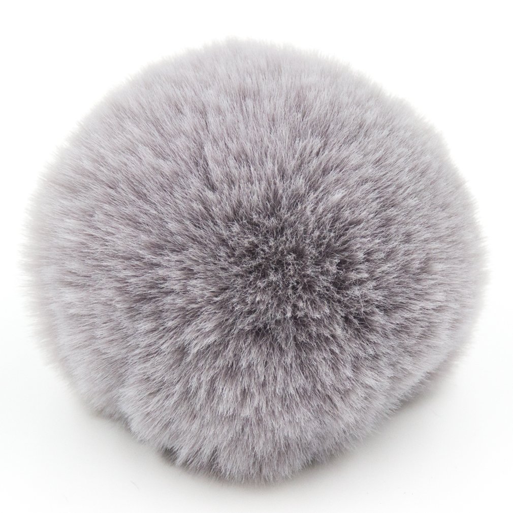 Furling Pompoms DIY Pack of 12 Faux Fur Pom Poms for Hats Soft Knitting Accessories (Grey, 8cm) — image 1