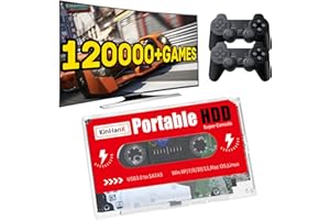 Kinhank 2TB External Hard Drive, Retro Game Console with 120000+ Games, HDD for Laptop/PC/Windows/Mac OS, Compatible with Most Emulators, 2 Controllers, USB 3.0