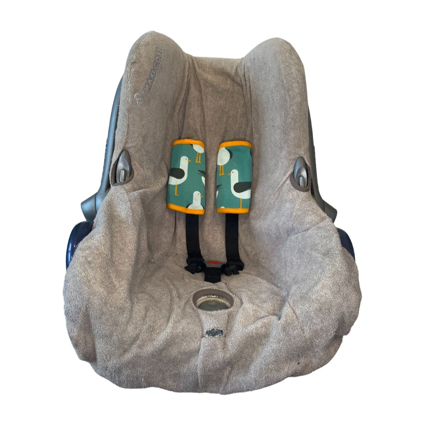 Universal Strap Covers for Baby Carriers, car Seats and pushchairs. Reversible Jersey Cotton and Towelling. Great for Teething Babies and Protection from Dribbling and Chewing