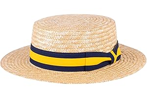 ZAKIRA Classic Straw Boater Hat Handmade from Natural Straw
