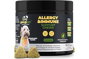 GOOGIPET NATURAL PET PRODUCTS Googipet Dog Allergy Relief Chews - Immune Support Chews for Dog Itch Relief, Salmon Fish Oil for Dogs, Probiotics for Dogs Itchy Skin & Colostrum, Skin Hot Spot Treatment for Dogs & Allergy Relief