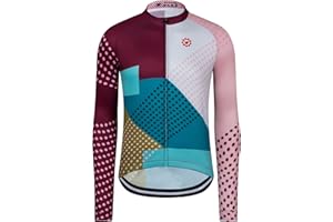 GCRFL Men's Cycling Jersey Long Sleeve Biking Shirt with 3+1 Zipper Pocket Breathable Quick Dry Bicycle Jersey