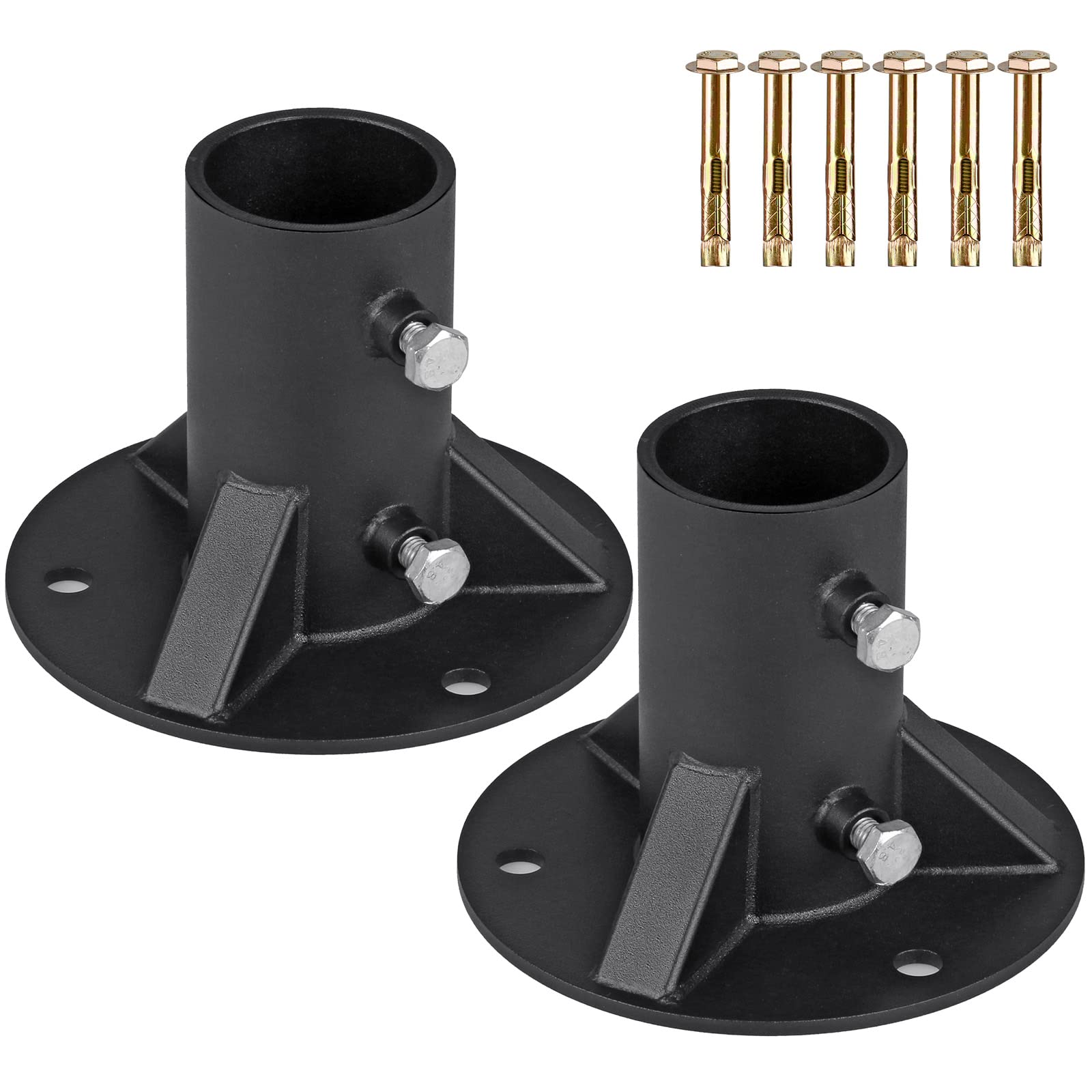 Photo 1 of Insaga Chain Link Fence Post 2'' Floor Flange Base, Heavy Duty Round Fence Post Base, 2Pack Chain Link Fence Parts for Metal Post with Floor Bracket, Mailbox Round Post Mount, Fit OD 1-7/8'' Pipe/Post