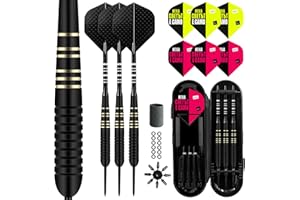 Lavishio Dart Metal Tip Set 3 Aluminum Dart Shafts Steel Tip Dart Set Professional Darts Steel Tip Set + Extra 3 Dart Flights 3 Replace Plastic Shafts
